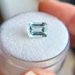 🌊 2.4 CT Natural Aquamarine Emerald Cut Pale Ice Blue Gemstone